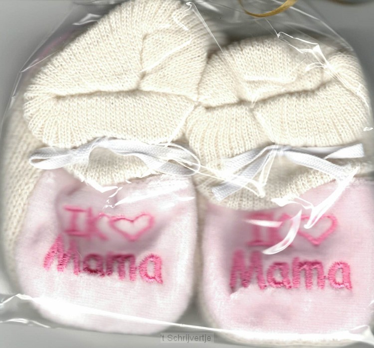 Slofjes roze/blauw mama