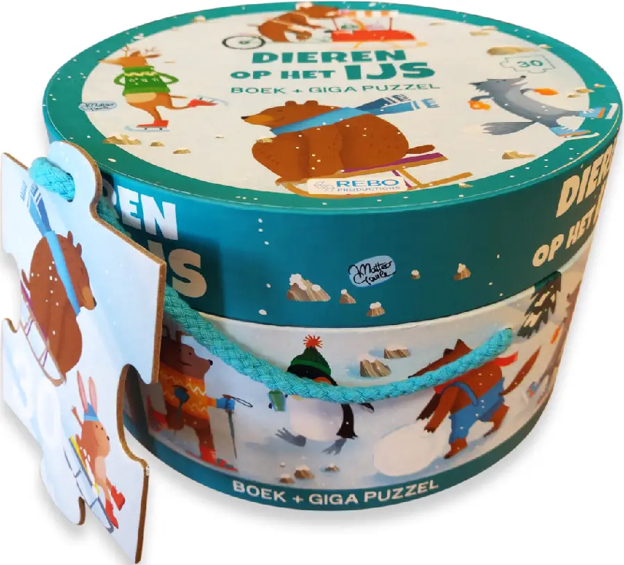 Dieren op het ijs - boek + giga puzzel