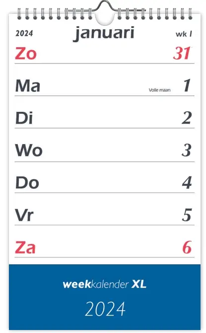 Weekkalender XL Zondag bovenaan