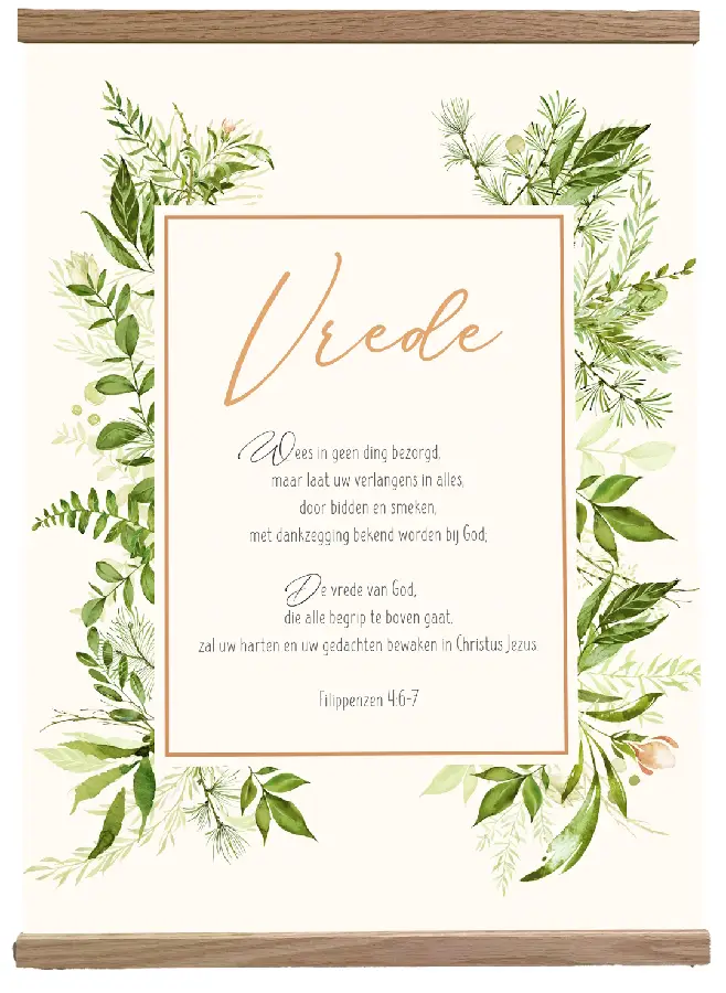 Poster Textiel 40x50cm Vrede Frame