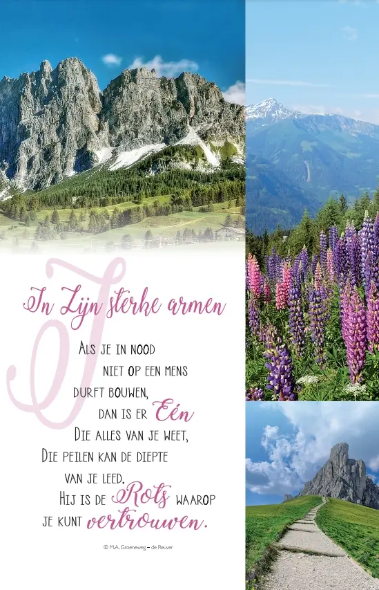 Wenskaart in zijn sterke armen