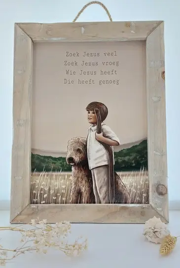 Schilderij A3 Zoek Jezus veel (jongen)