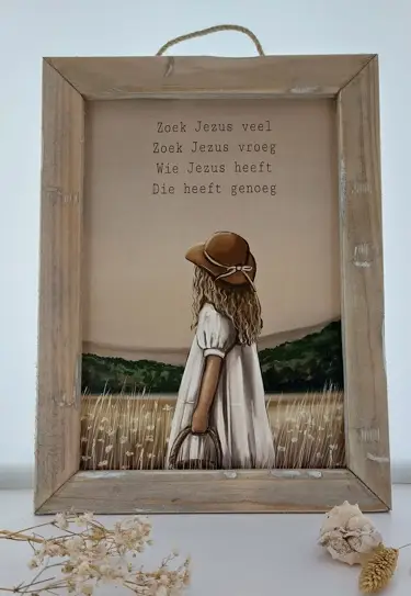 Schilderij A3 Zoek Jezus veel (meisje)