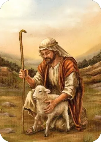 Kaartje A7  Herder met lammetje