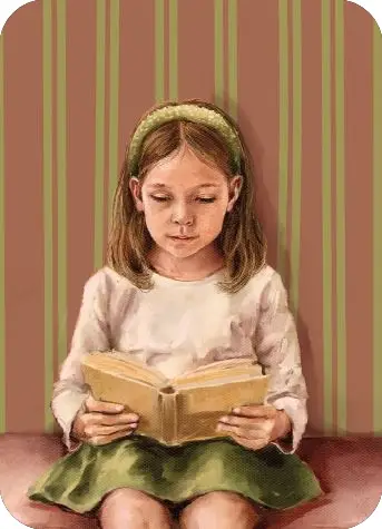 Kaartje A7 Lezend meisje