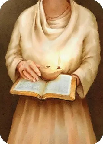 Kaartje A7  Vrouw met olielamp