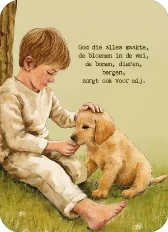 Kaartje A7 God die alles (jongentje)