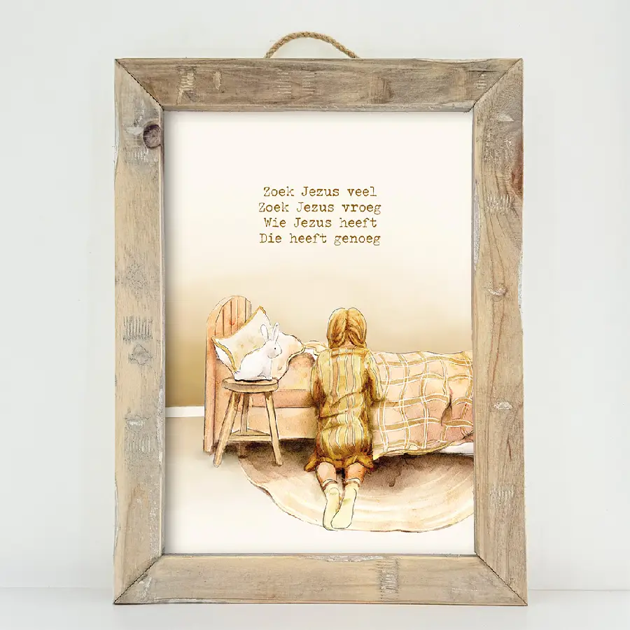 Schilderij A3 Zoek Jezus veel (meisje)