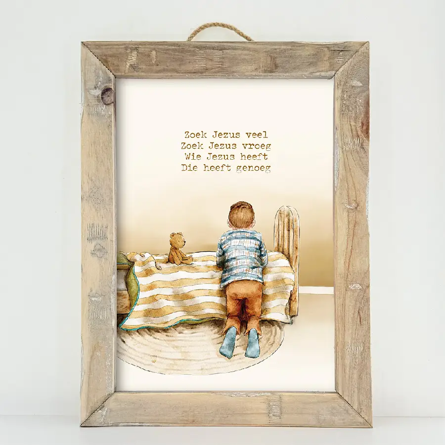 Schilderij A3 Zoek Jezus veel (jongen)