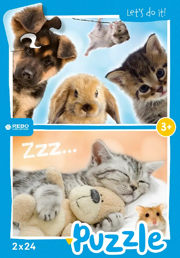 Rebo legpuzzel 2x24 stukjes - Baby animals